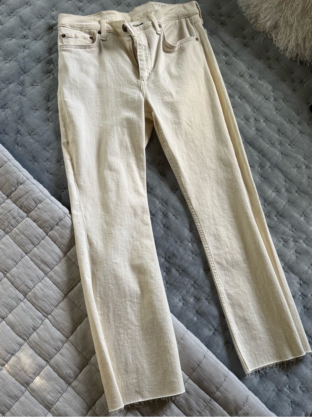 rag & bone Cream Straight-Leg Jeans